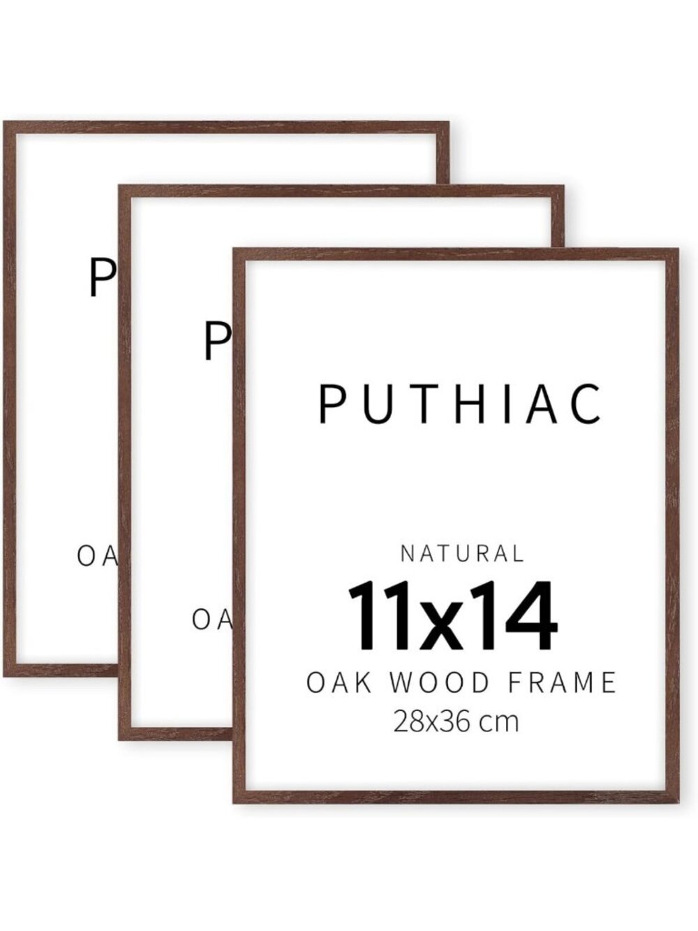 Set of 3 Solid Oak Picture Frames, 11x14 Walnut Finish, Home Decor Essentials